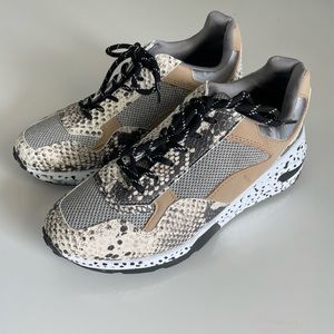 Steve Madden Bena platform wedge sneakers in natural snake